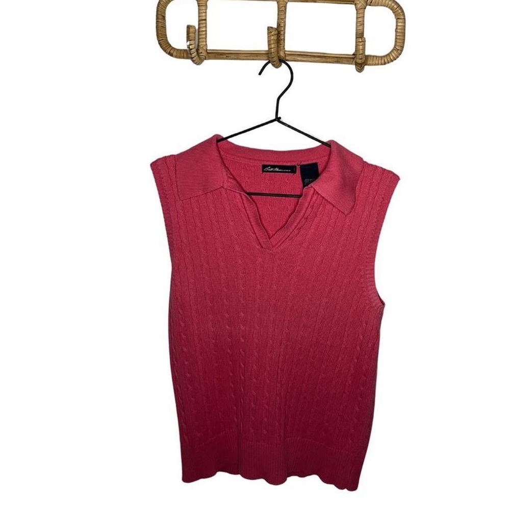 Vintage Pink sleeveless cableknit polo, Size M, Bill Blass Jeanswear